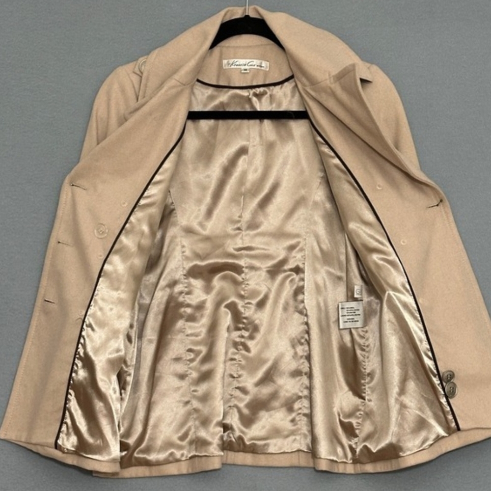 Kenneth Cole Beige Double-Breasted Pea Coat